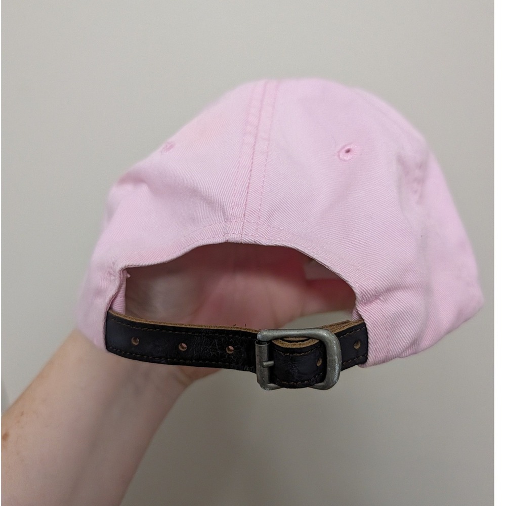 Polo Ralph Lauren Pink Baseball Cap Hat Big Pony Script Signature Leather Strap - Picture 10 of 10